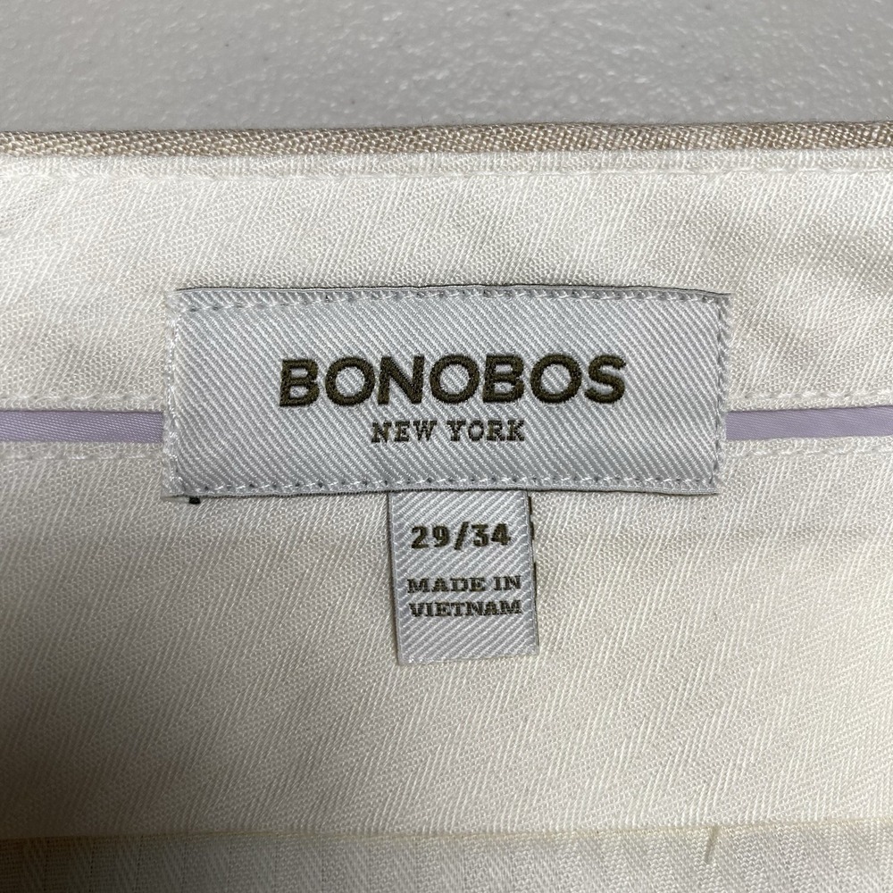 Bonobos Linen Pants 29x34 Slim Guabello Legend Flat Front Ivory Beige - Picture 12 of 16